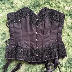 Black beaded corset story corset